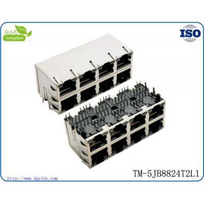 東莞市批發(fā)RJ45連接器 雙層聯(lián)體2X4 