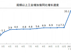 2021年1-2月份規模以上工業增加值增長35.1%